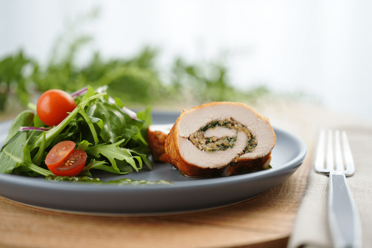 Arroz mar y tierra Muslo de pollo relleno