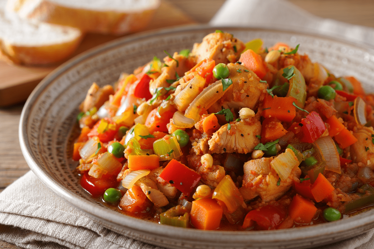 Ragú de la huerta con pollo al toque de soja Ragú de la huerta con pollo al toque de soja