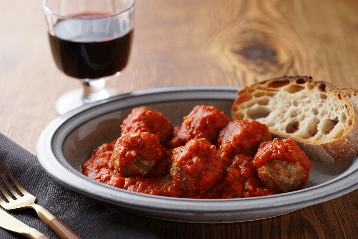 Menestra de verduras al pimentón Mini albóndigas de carne con salsa provenzal