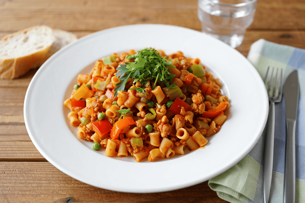 Pasta tiburón con pollo y verduras Pasta tiburón con pollo y verduras