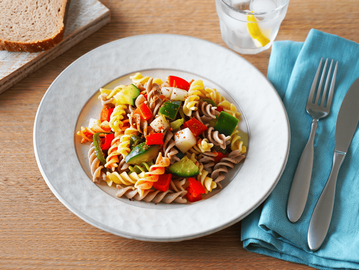 Ensalada vegana de pasta Ensalada de pasta con salmón