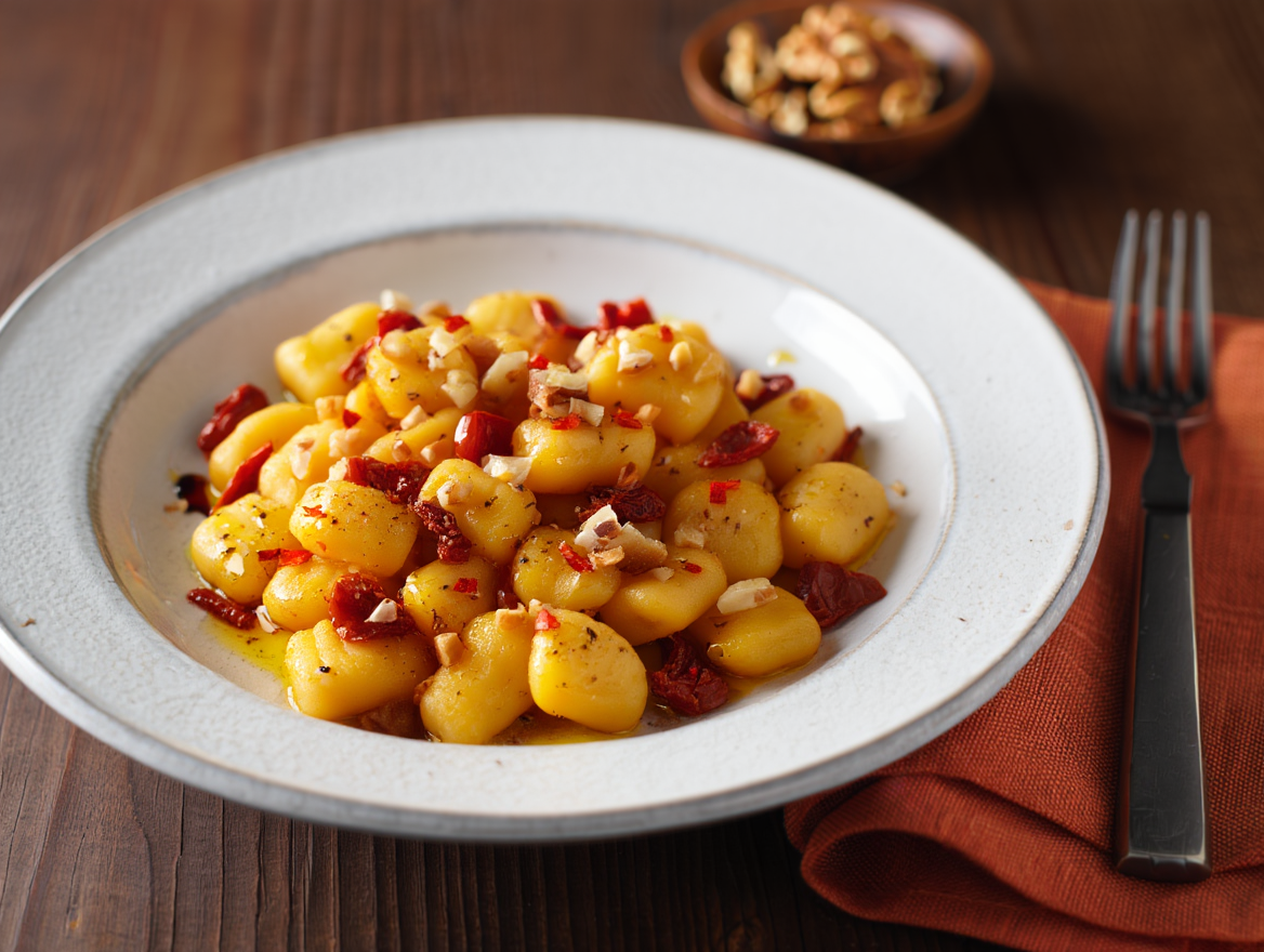 Ñoquis con tomate seco y nueces Ñoquis con tomate seco y nueces
