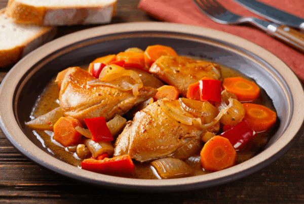 Pollo guisado con verduras de otoño