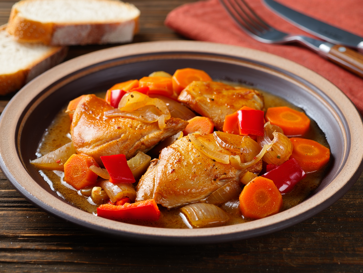 Pollo guisado con verduras de otoño