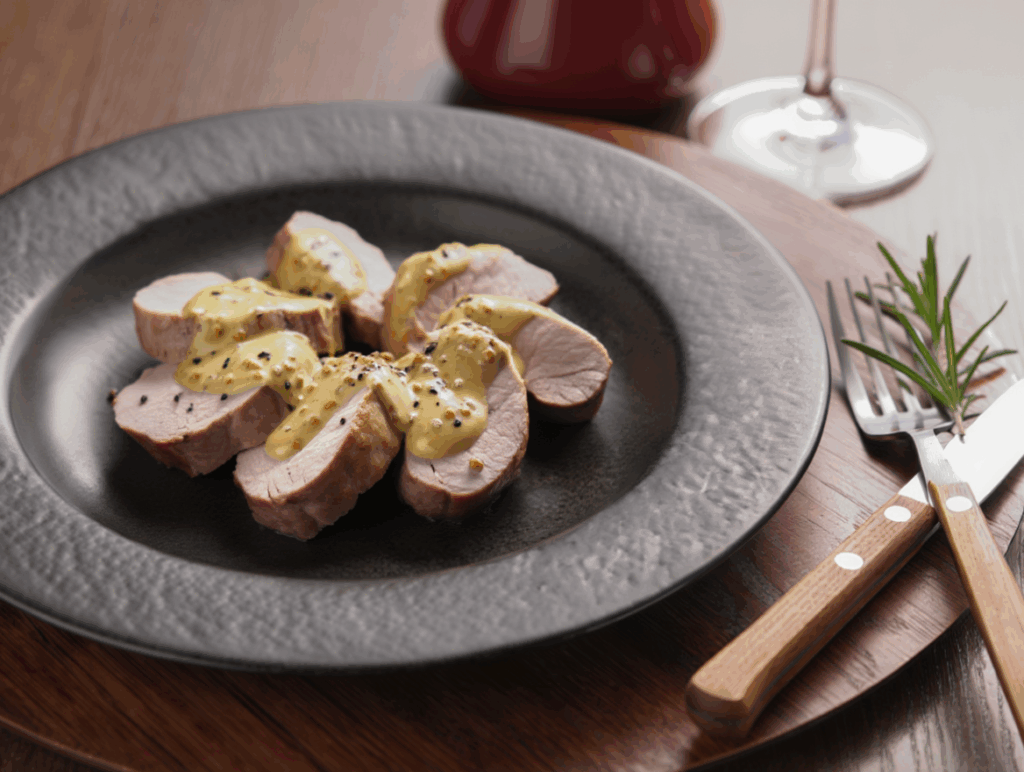Medallones de solomillo con salsa de mostaza