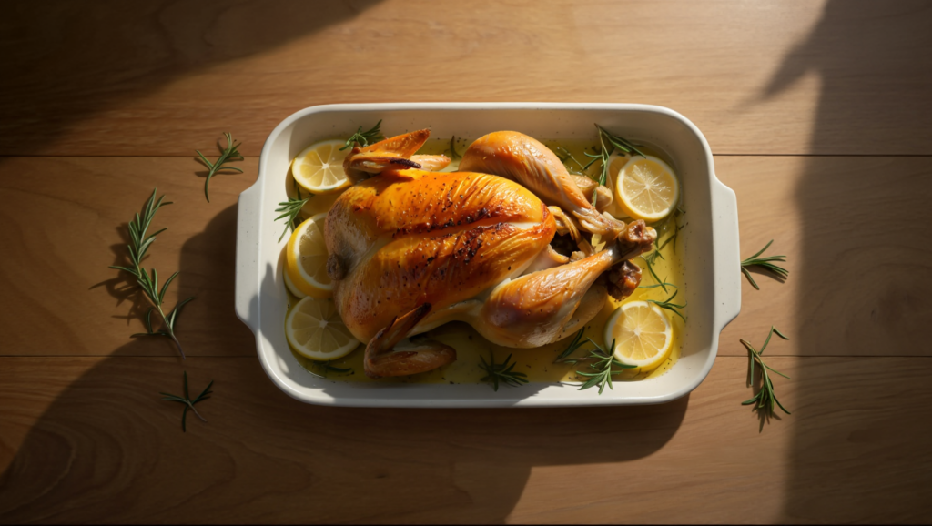 Pollo al horno con limón y hierbas