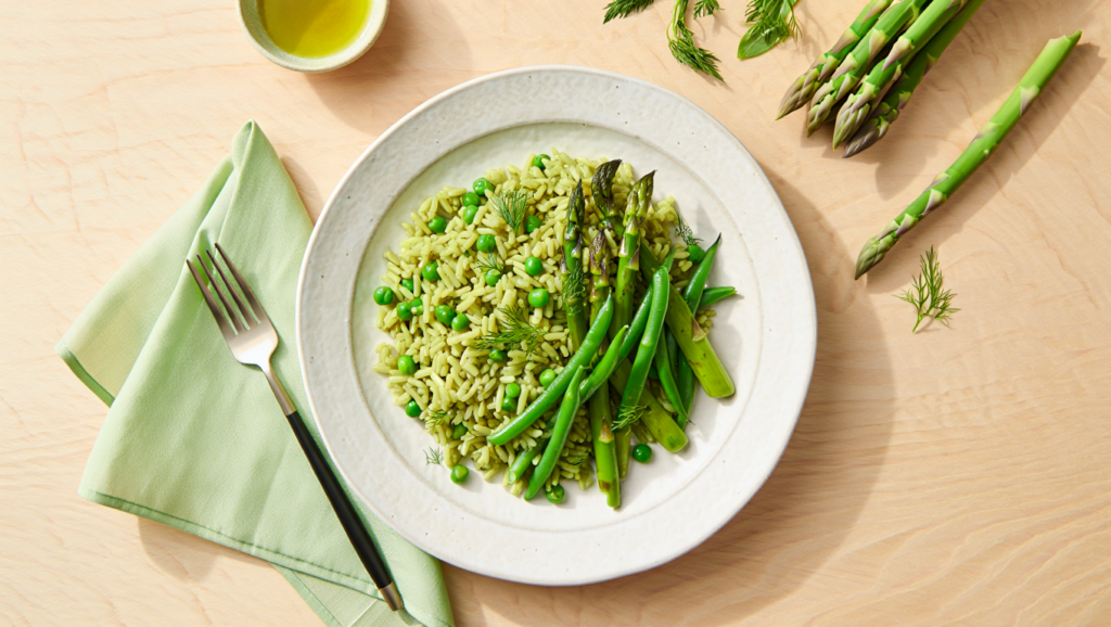 Arroz con verduras verdes