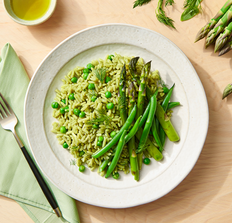 Arroz con verduras verdes