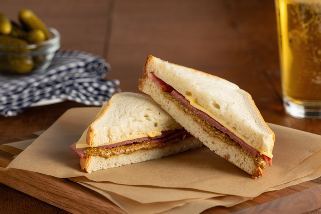 Sándwich de Pastrami, Queso Ahumado y Miel-Mostaza