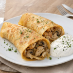 Comida a domicilio - Crepes rellenos de pollo y champiñones