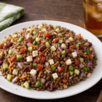 Comida a domicilio - Ensalada de lentejas con verduras crujientes y queso curado